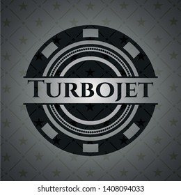 Turbojet realistic dark emblem. Vector Illustration. Detailed.