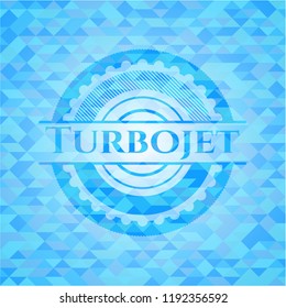 Turbojet realistic light blue mosaic emblem