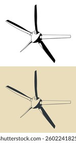 Turboprop engine propeller stylized illustrations