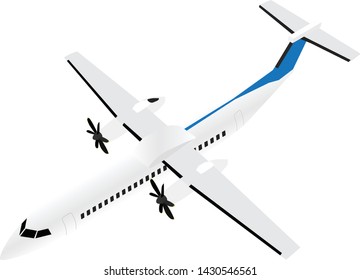 Turboprop regional aircraft, Isometric for Info graphic.