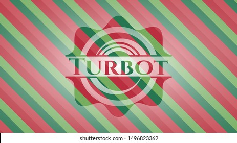 Turbot christmas emblem. Vector Illustration. Detailed.