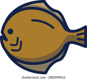 Turbot fish illustration icon design flat animals
