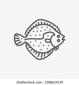 Turbot icon line symbol. Isolated vector illustration of  icon sign concept for your web site mobile app logo UI design.