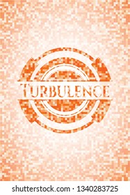 Turbulence orange mosaic emblem with background