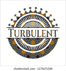 Turbulent arabic emblem background. Arabesque decoration.