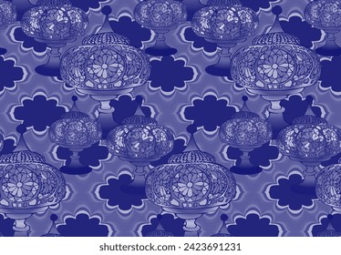 Turcish lamp seamless pattern. One color. Suitable for fabric, wrapping paper and the like