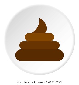 Turd icon in flat circle isolated vector illustration for web