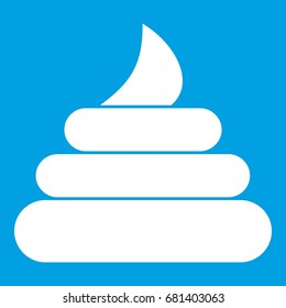 Turd icon white isolated on blue background vector illustration