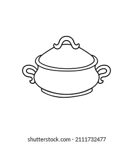 Tureen doodle vector clipart. kitchen sketch illustration