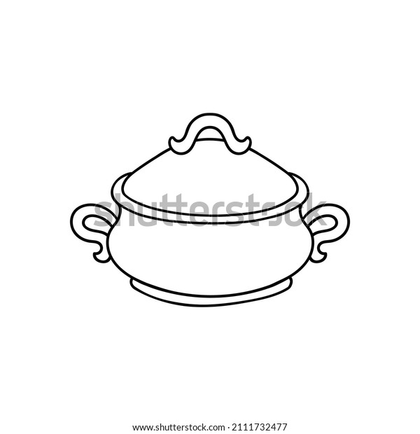 Tureen\
doodle vector clipart. kitchen sketch\
illustration