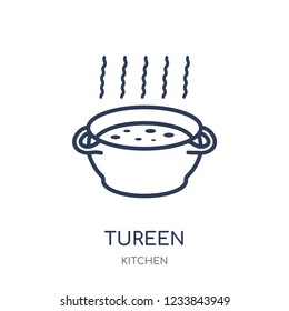 tureen icon. tureen linear symbol design from Kitchen collection. Simple outline element vector illustration on white background