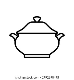 Tureen icon. Simple vector icon of an tureen with a lid. illustration isolated on a white background for websites and apps. vector illustration.