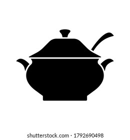 Tureen icon. Simple vector icon of an tureen with a lid. illustration isolated on a white background for websites and apps. vector illustration.