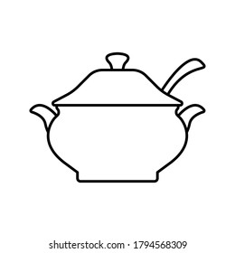 Tureen icon. Simple vector icon of an tureen with a lid. illustration isolated on a white background for websites and apps. vector illustration.