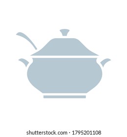 Tureen icon. Simple vector icon of an tureen with a lid. illustration isolated on a white background for websites and apps. vector illustration.