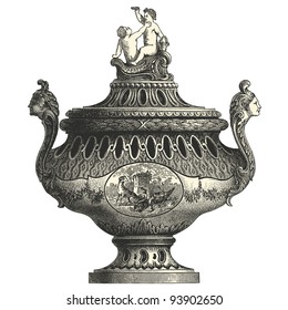 Tureen  - vintage engraved illustration - "L'industrie et l'art décoratif aux deux derniers siècles" ed. Firmin-Didot - Paris