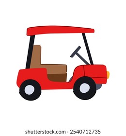 turf golf cart cartoon. green cwheels, seat bag, charger maintenance turf golf cart sign. isolated symbol vector illustration