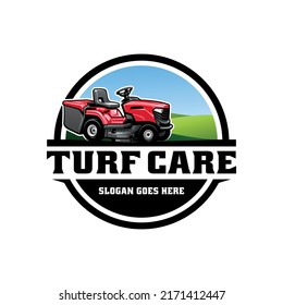 turf and lawn mower illustration logo vector