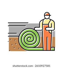 turf laying color icon vector. turf laying sign. isolated symbol illustration