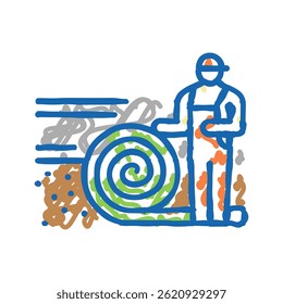 turf laying doodle icon sketch vector. turf laying sign. isolated symbol illustration