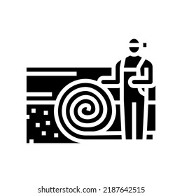 turf laying glyph icon vector. turf laying sign. isolated symbol illustration