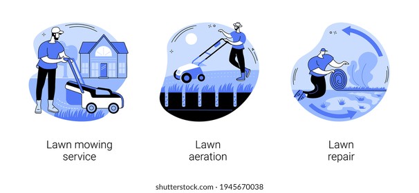 Turf maintenance abstract concept vector illustrations.