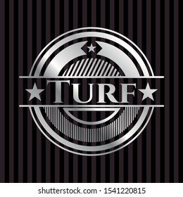 Turf silvery emblem. Vector Illustration. Mosaic.