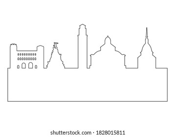 Turin city skyline in Italy