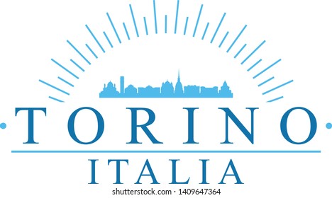 Turin Italy. Banner Design. City Skyline. Silhouette Vector. Famous Monuments.