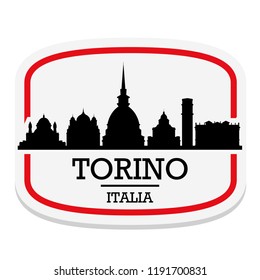 Turin Italy Label Stamp Icon Skyline City Design Tourism Logo.