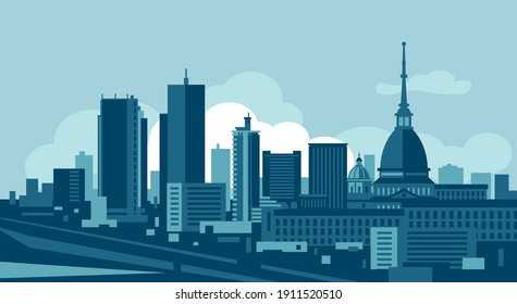 Turin Italy skyline vector illustration