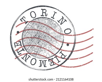 Turin, Italy Stamp Map Postal. Silhouette Seal Roads and Streets. Passport Round Design. Vector Icon. Design Retro Travel National Symbol.