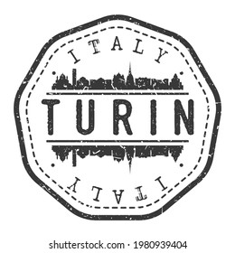 Turin, Italy Stamp Skyline Postmark. Silhouette Postal Passport. City Round Vector Icon. Vintage Postage Design.