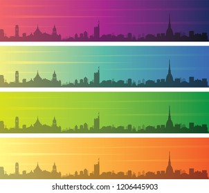 Turin Multiple Color Gradient Skyline Banner