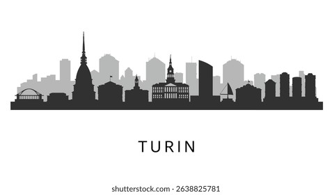 Turin Skyline Italy Silhouette Vector.