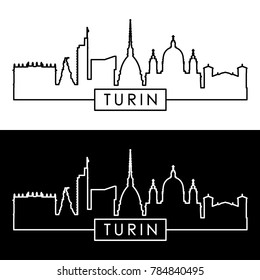 Turin skyline. Linear style. Editable vector file.