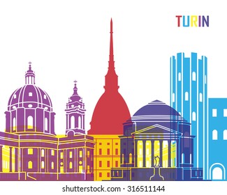 Turin skyline pop in editable vector file