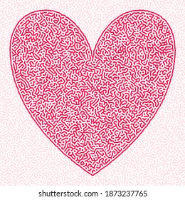 Turing abstract pattern heart sketch engraving vector illustration. T-shirt apparel print design.