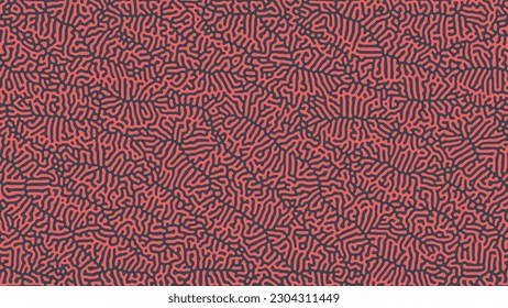 Turing Diffusion Abstract Organic Pattern Vector Red Wide Abstract Background. Biochemistry Biotechnology Microbiology Chemistry Conceptual Illustration. Complex Structure Psychedelic Abstraction