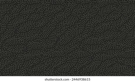 Turing Diffusion Texture Organic Pattern Vector Dark Grey Abstract Background. Biochemistry Biotechnology Microbiology Chemistry Conceptual Illustration. Complex Structure Psychedelic Abstraction svg