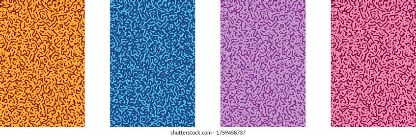 Turing pattern background for posters or covers. Textures common in nature such as stripes and spots made via morphogenesis. Biology, biotechnology, chemistry and science abstract vector design.