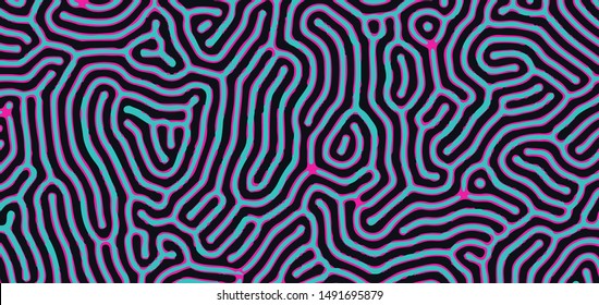 Reaction–diffusion or Turing pattern.  Textures common in nature such as stripes and spots made via morphogenesis. Biology, biotechnology, chemistry and science abstract vector background.