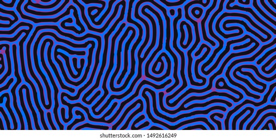 Reaction–diffusion or Turing pattern.  Textures common in nature such as stripes and spots, coral pattern. Biology, biotechnology, chemistry and science abstract vector background.
