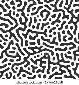 Turing Reaction Diffusion abstract pattern pattern background sketch engraving vector illustration. T-shirt apparel print design. Scratch board imitation. Black and white hand drawn image.