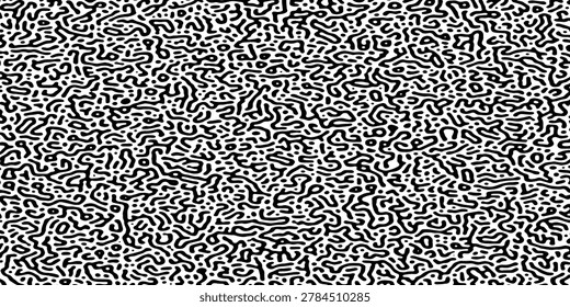 Turing reaction diffusion monochrome seamless pattern with chaotic motion . Natural seamless line pattern. Reaction-diffusion or truing pattern formation. abstract truing organic