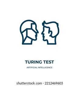 Turing test icon. Linear vector illustration from artificial intelligence collection. Outline turing test icon vector. Thin line symbol for use on web and mobile apps, logo, print media.