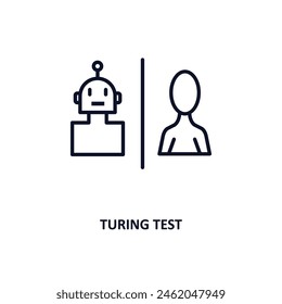 Icono de esquema de prueba de turing.  Icono de línea delgada de colección de inteligencia artificial. Vector editable aislado sobre fondo blanco