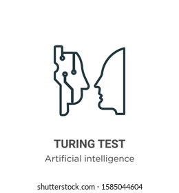 Turing test outline vector icon. Thin line black turing test icon, flat vector simple element illustration from editable artificial intelligence concept isolated on white background