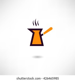 Turk for brewing coffee, coffee maker, vector illustration