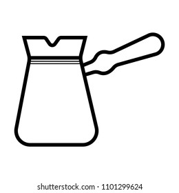 Turk for coffee icon in a flat style. Sign design. Vector illustration isolated on white background